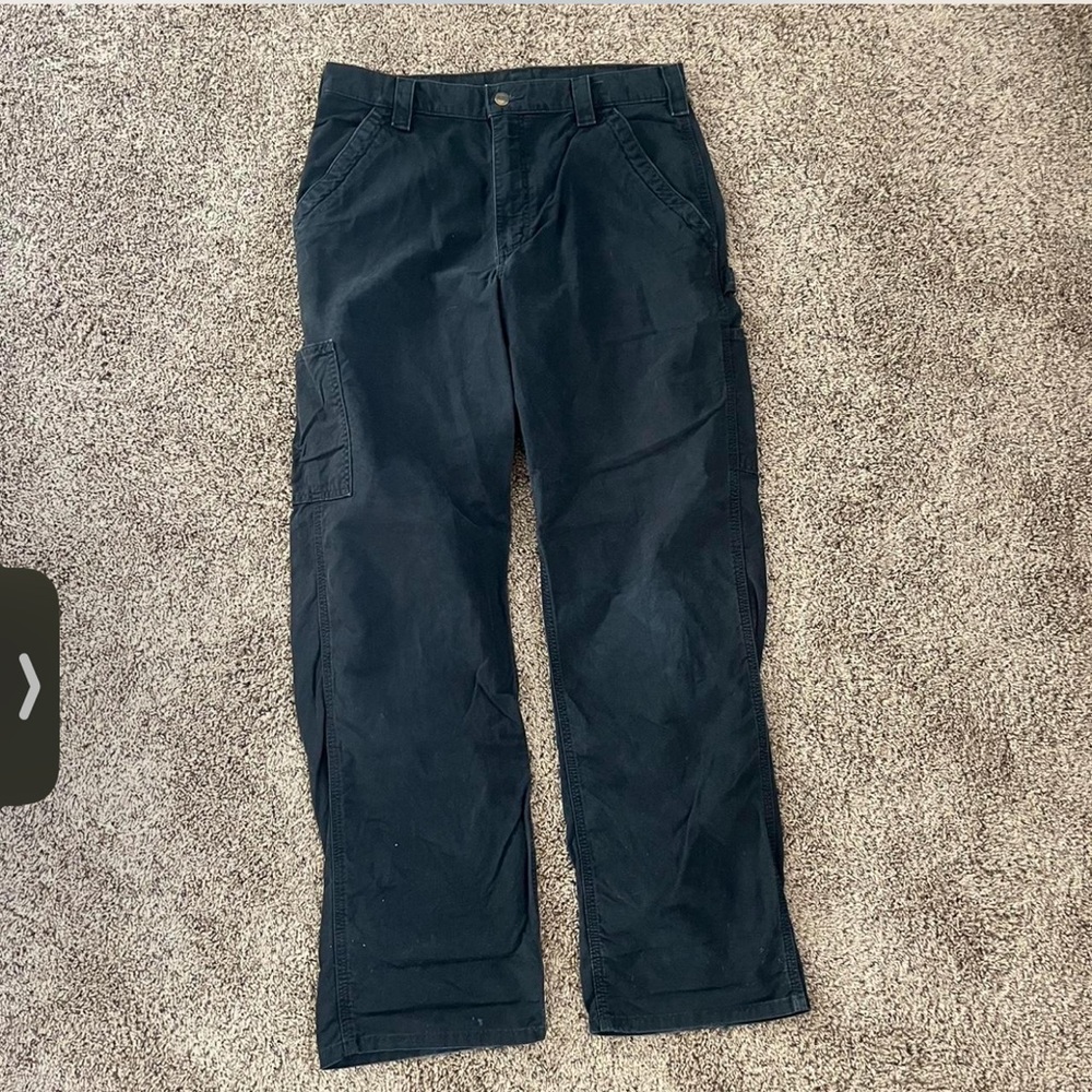 Carhartt Black Cargo Pants Durable Cotton Blend. Relaxed fit. 34x32